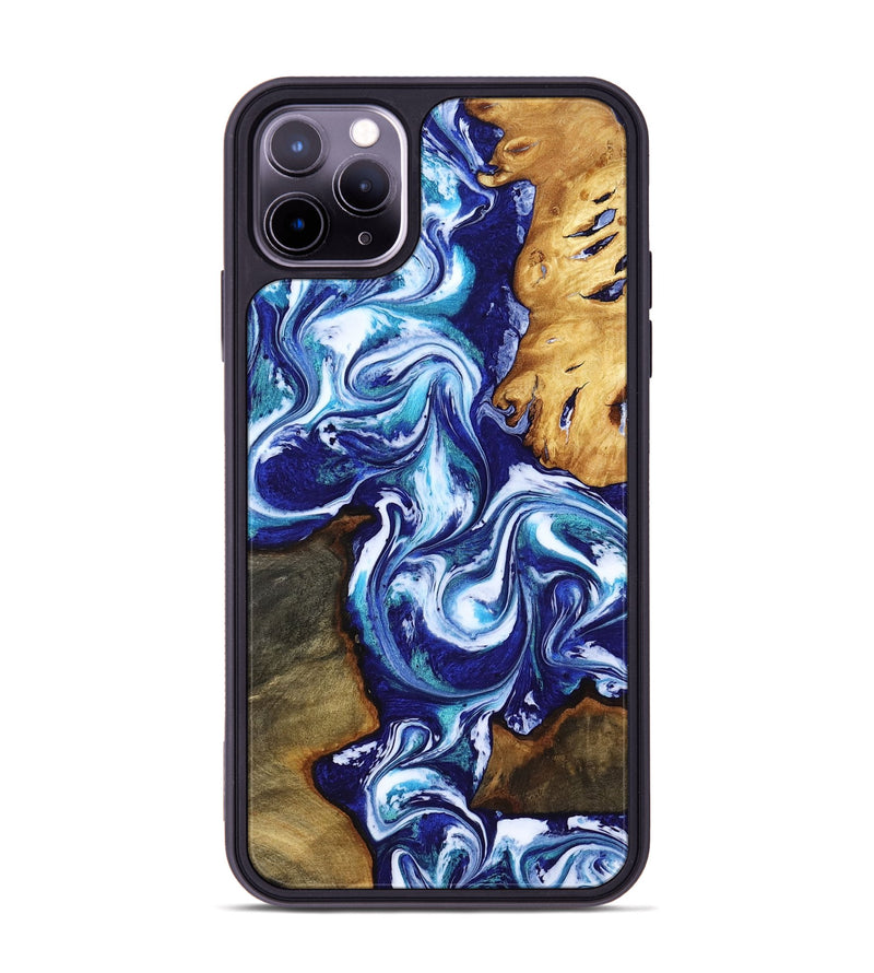 iPhone 11 Pro Max Wood Phone Case - Brayan (Blue, 818186)