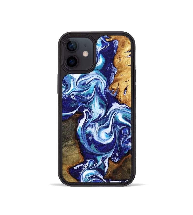 iPhone 12 mini Wood Phone Case - Brayan (Blue, 818186)