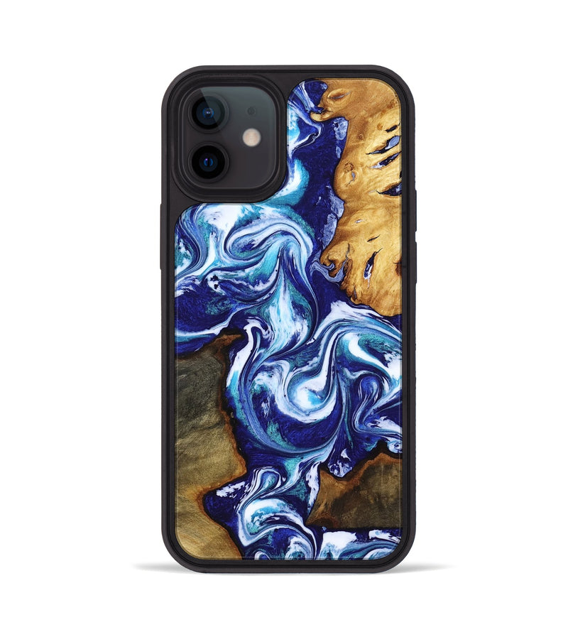 iPhone 12 Wood Phone Case - Brayan (Blue, 818186)