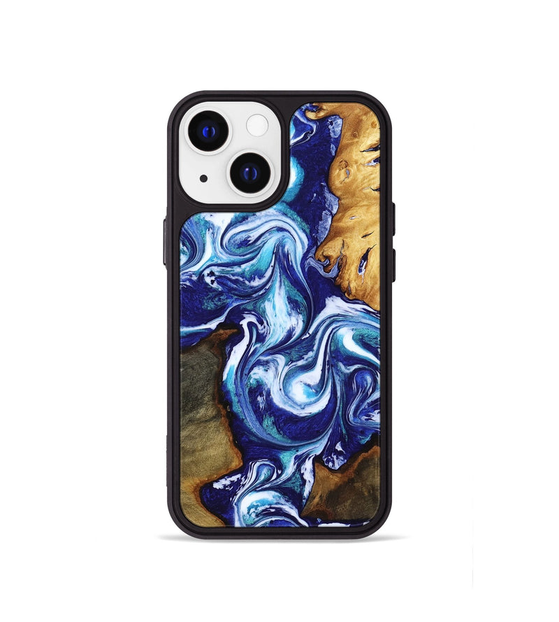iPhone 13 mini Wood Phone Case - Brayan (Blue, 818186)