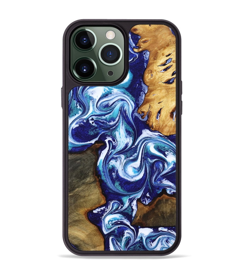 iPhone 13 Pro Max Wood Phone Case - Brayan (Blue, 818186)