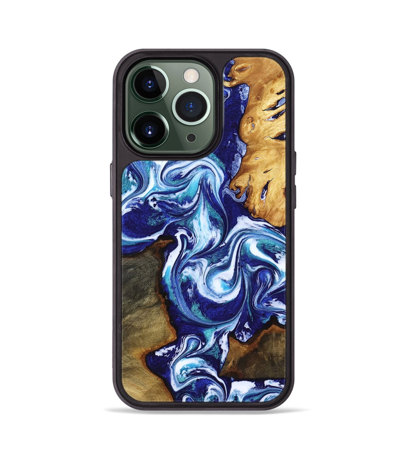 iPhone 13 Pro Wood Phone Case - Brayan (Blue, 818186)