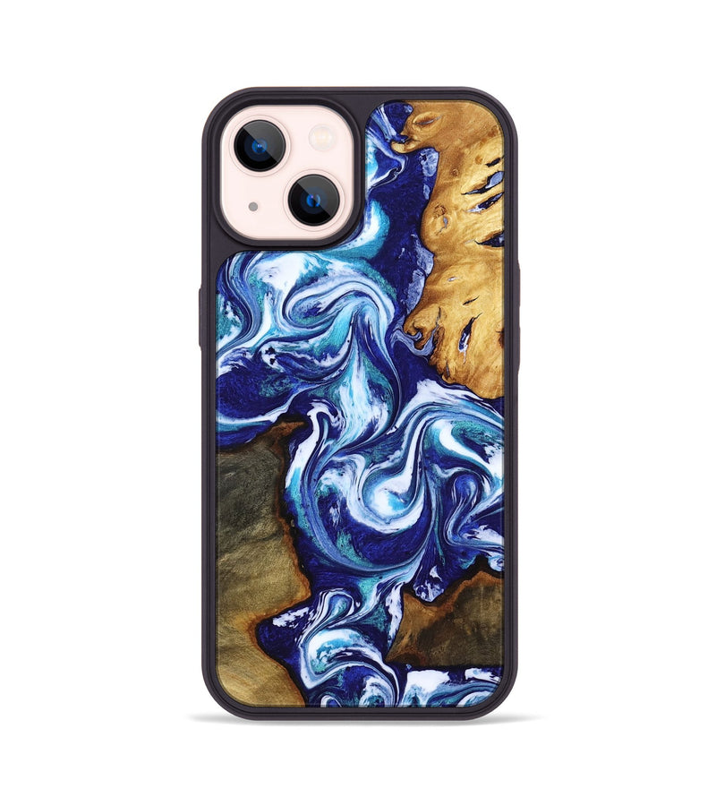 iPhone 14 Wood Phone Case - Brayan (Blue, 818186)