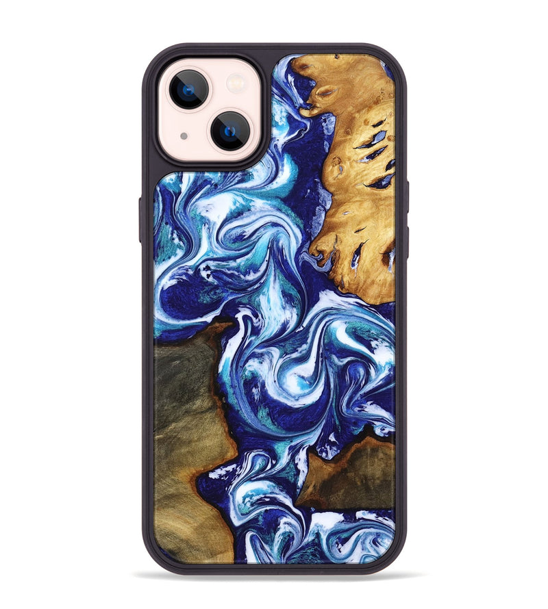 iPhone 14 Plus Wood Phone Case - Brayan (Blue, 818186)