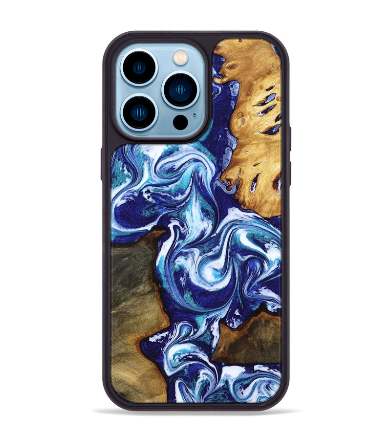 iPhone 14 Pro Max Wood Phone Case - Brayan (Blue, 818186)