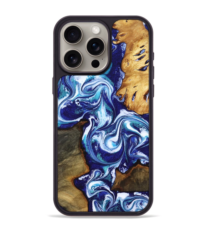 iPhone 15 Pro Max Wood Phone Case - Brayan (Blue, 818186)
