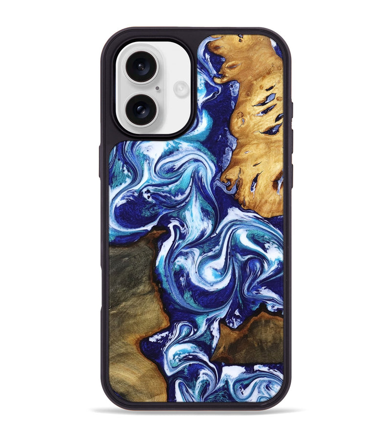 iPhone 16 Plus Wood Phone Case - Brayan (Blue, 818186)