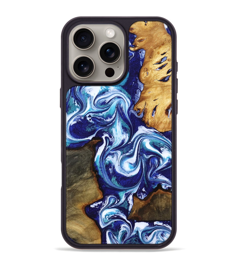 iPhone 16 Pro Max Wood Phone Case - Brayan (Blue, 818186)