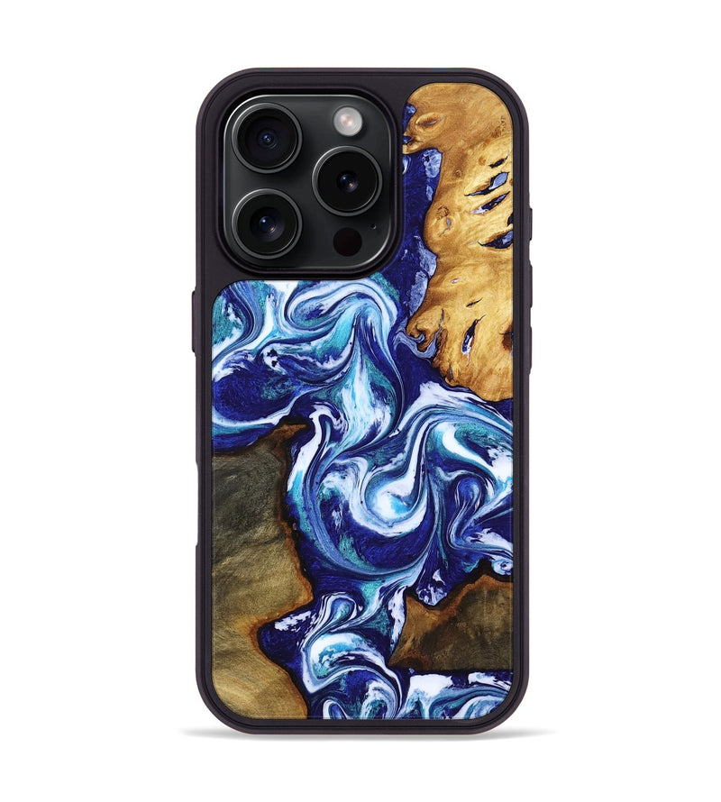 iPhone 16 Pro Wood Phone Case - Brayan (Blue, 818186)