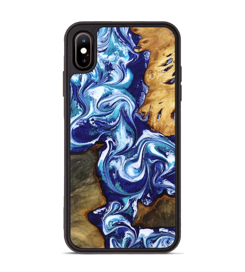 iPhone Xs Max Wood Phone Case - Brayan (Blue, 818186)