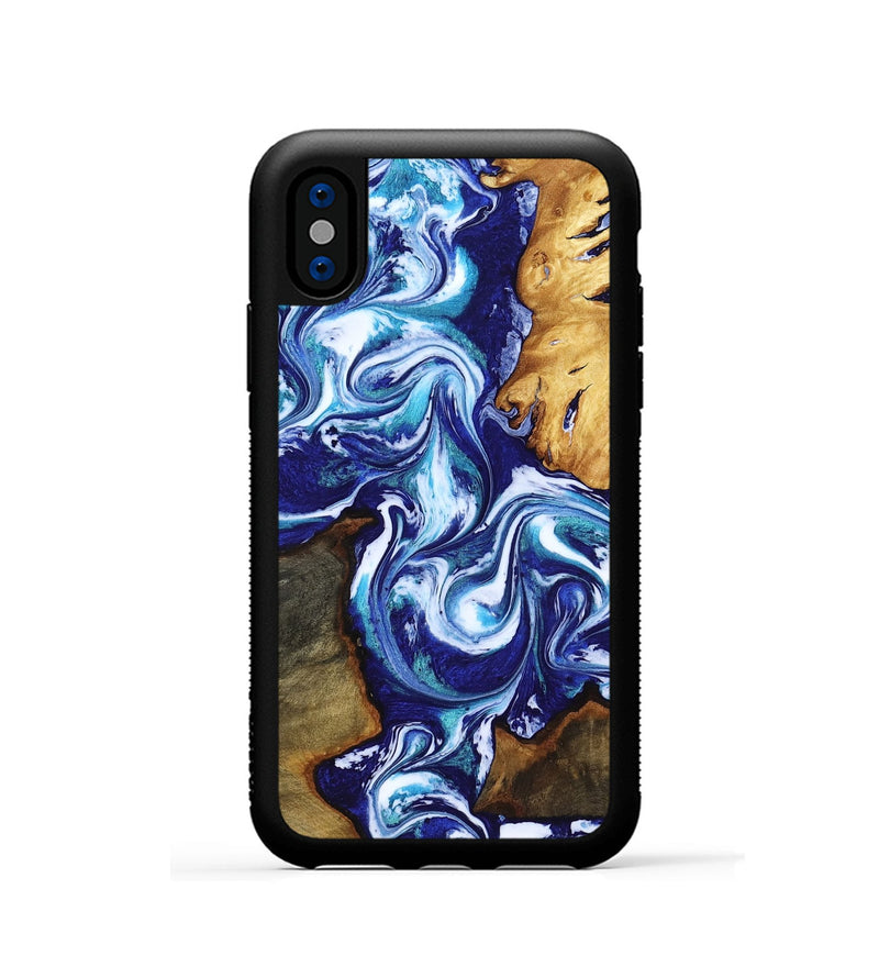iPhone Xs Wood Phone Case - Brayan (Blue, 818186)