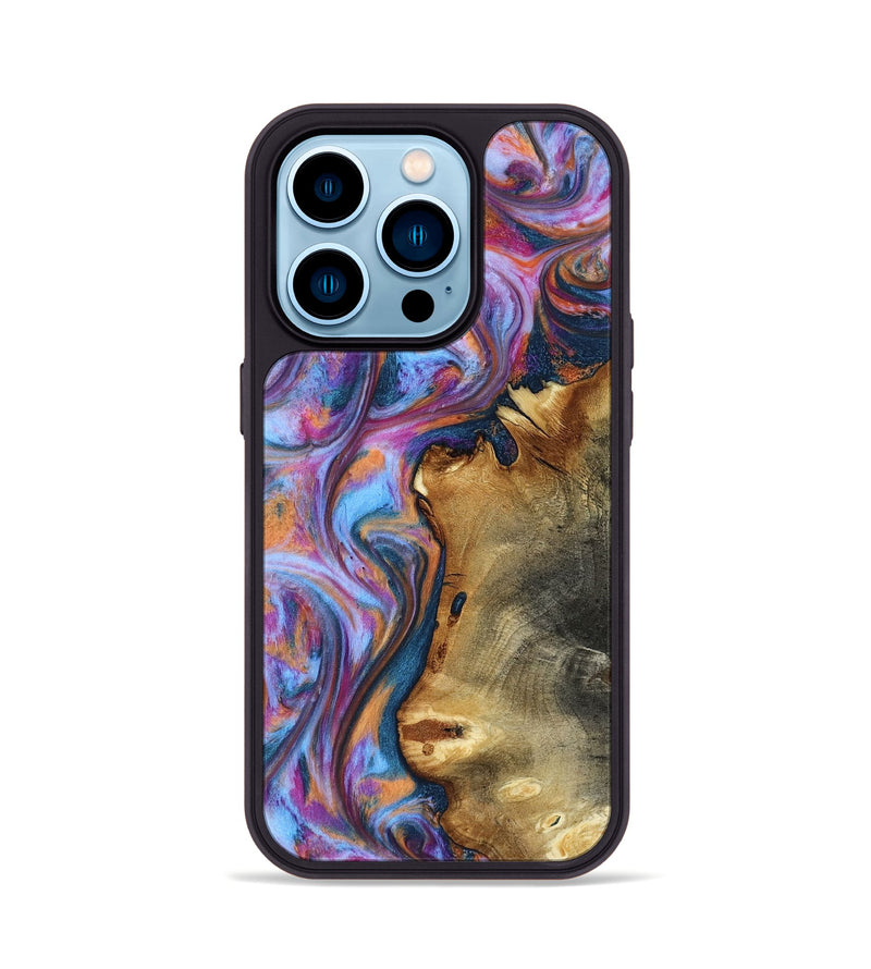 iPhone 14 Pro Wood Phone Case - Yamilet (Blue, 818187)