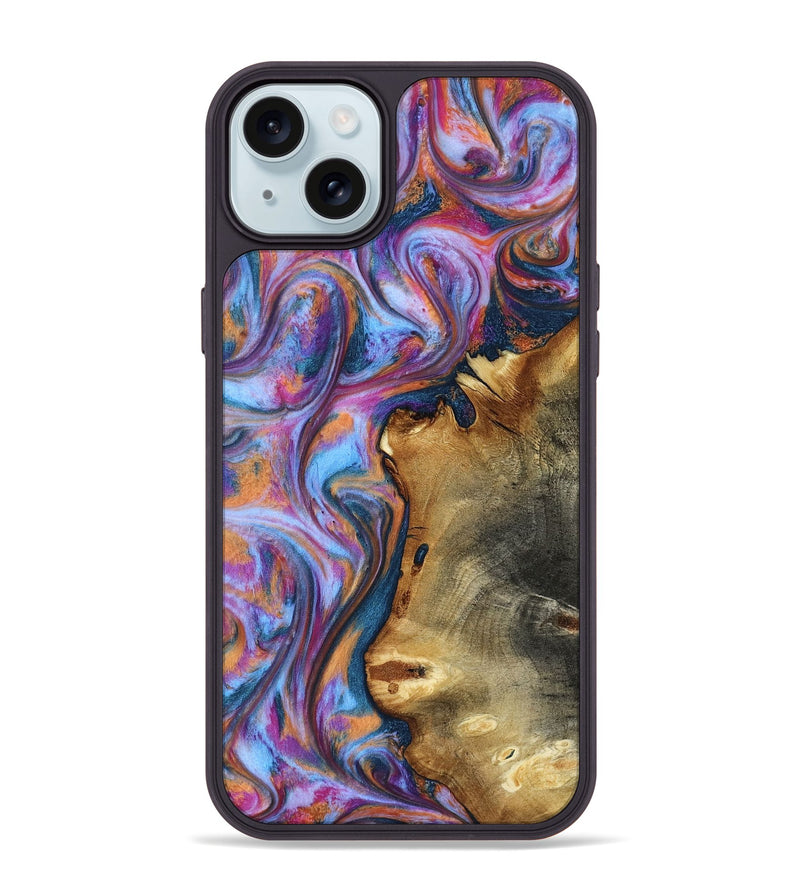 iPhone 15 Plus Wood Phone Case - Yamilet (Blue, 818187)