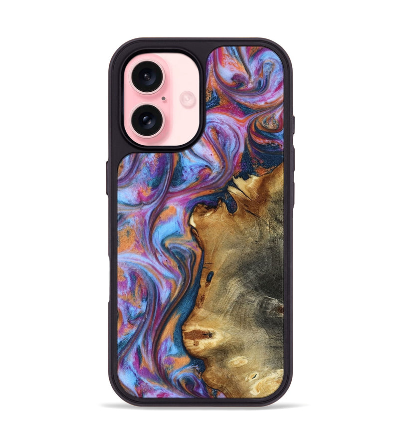 iPhone 16 Wood Phone Case - Yamilet (Blue, 818187)