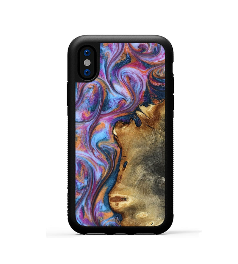 iPhone Xs Wood Phone Case - Yamilet (Blue, 818187)