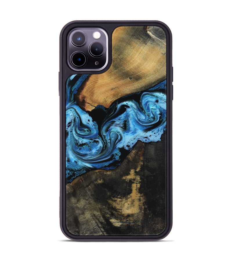 iPhone 11 Pro Max Wood Phone Case - Issac (Blue, 818188)