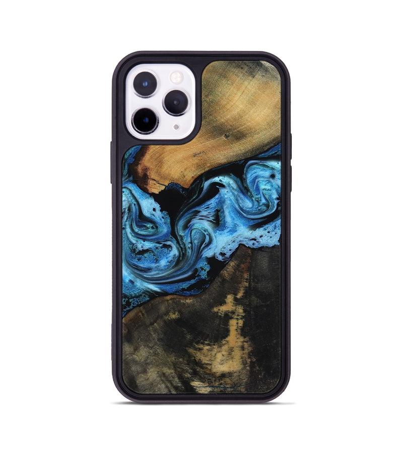 iPhone 11 Pro Wood Phone Case - Issac (Blue, 818188)