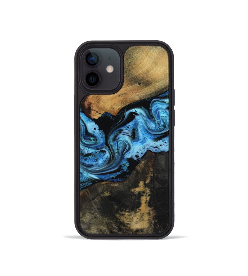 iPhone 12 mini Wood Phone Case - Issac (Blue, 818188)
