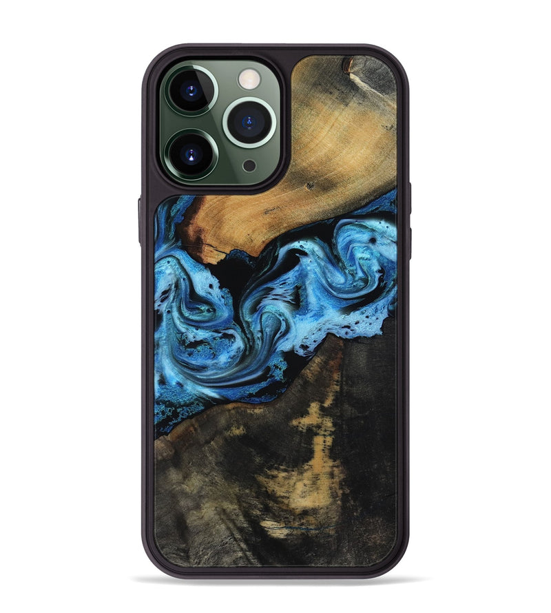 iPhone 13 Pro Max Wood Phone Case - Issac (Blue, 818188)