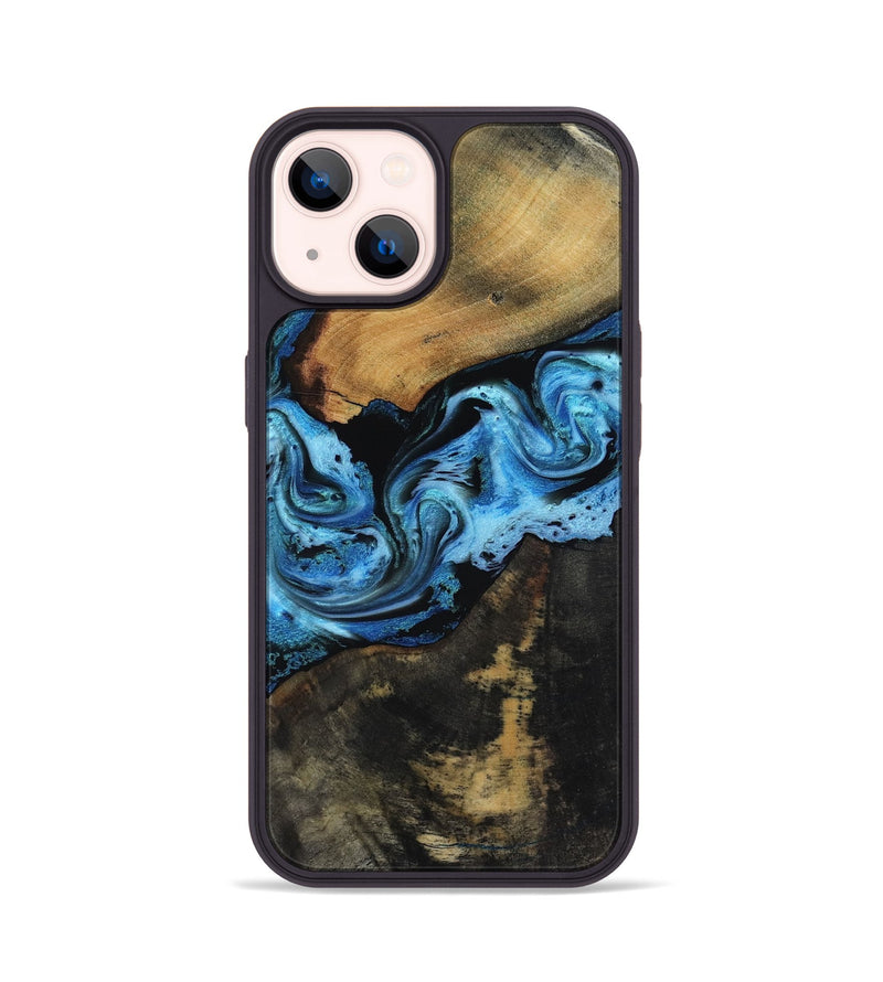 iPhone 14 Wood Phone Case - Issac (Blue, 818188)
