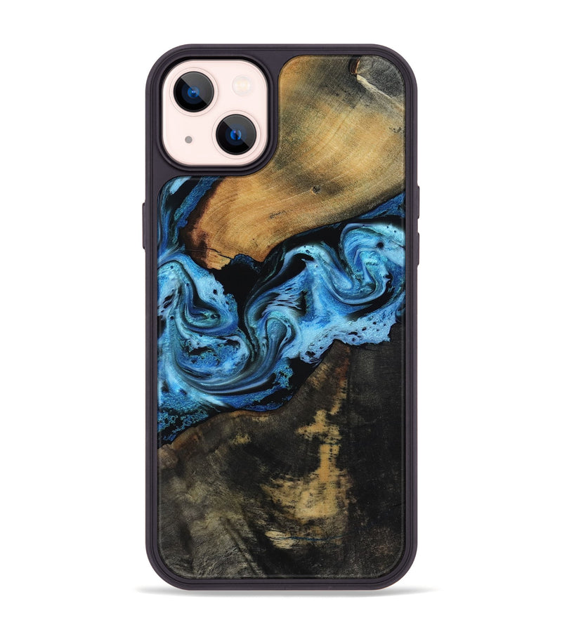 iPhone 14 Plus Wood Phone Case - Issac (Blue, 818188)