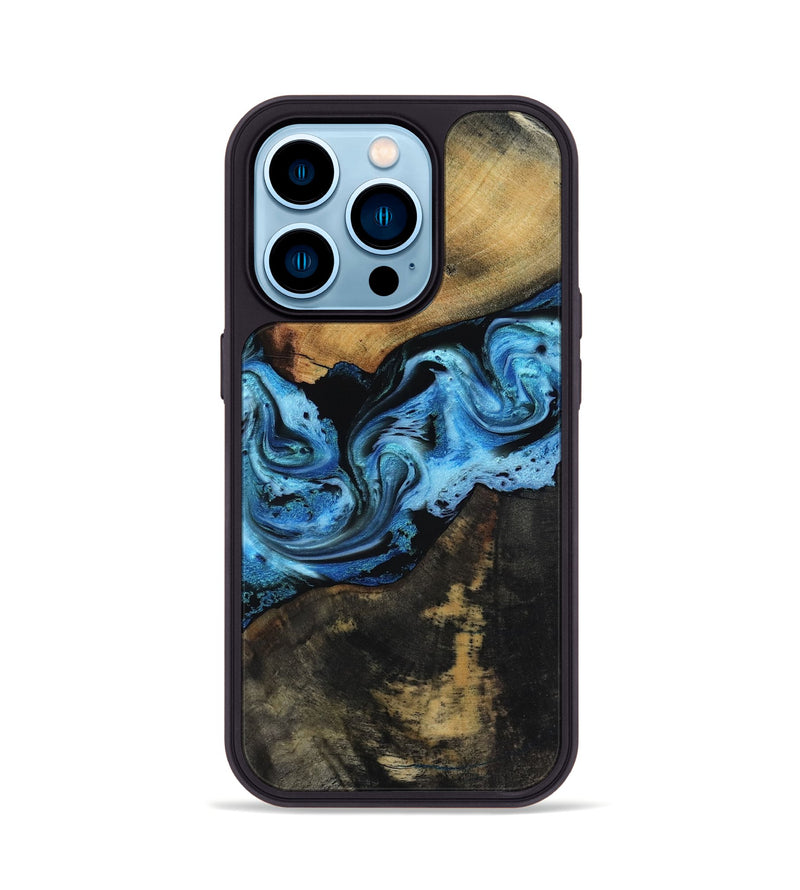 iPhone 14 Pro Wood Phone Case - Issac (Blue, 818188)