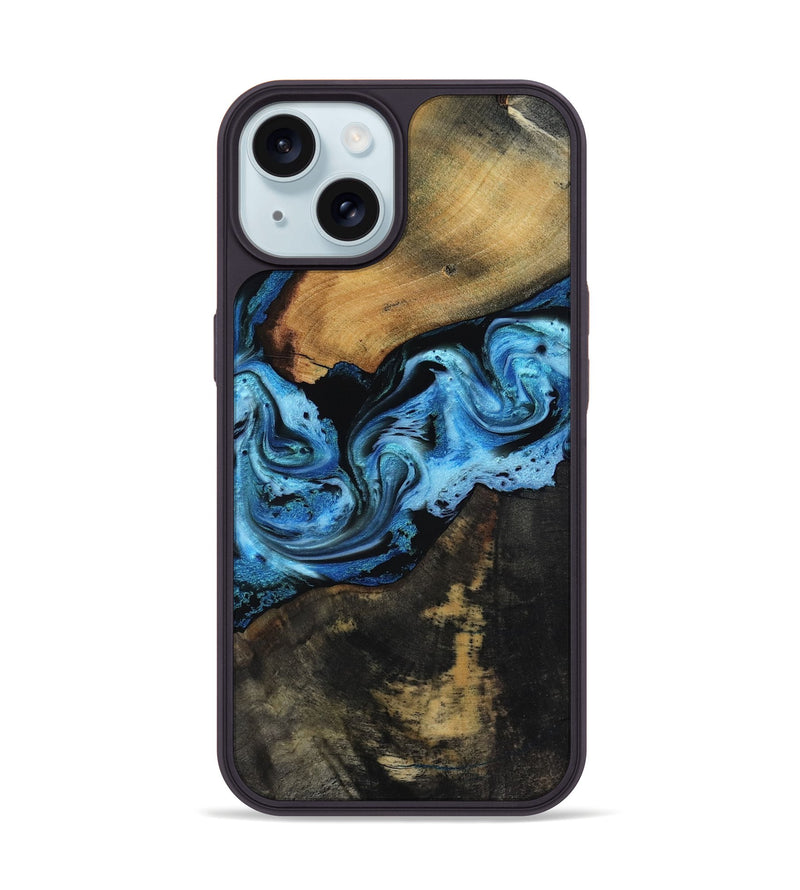 iPhone 15 Wood Phone Case - Issac (Blue, 818188)