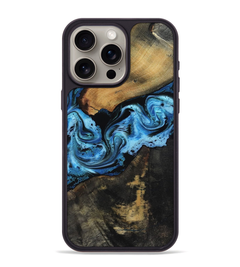 iPhone 15 Pro Max Wood Phone Case - Issac (Blue, 818188)