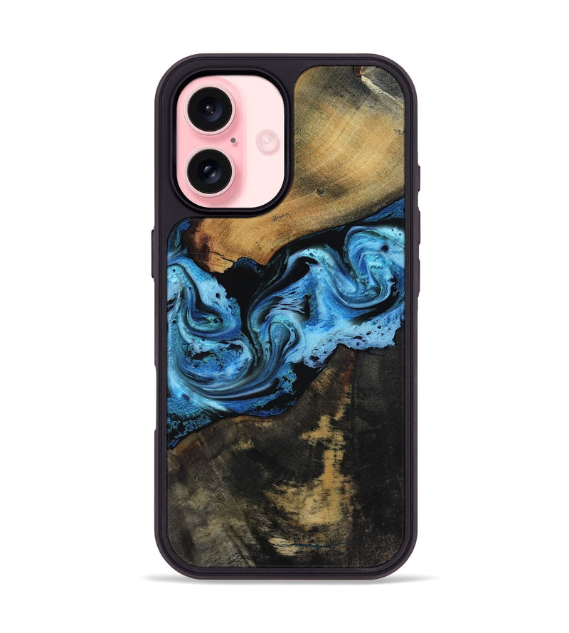 iPhone 16 Wood Phone Case - Issac (Blue, 818188)