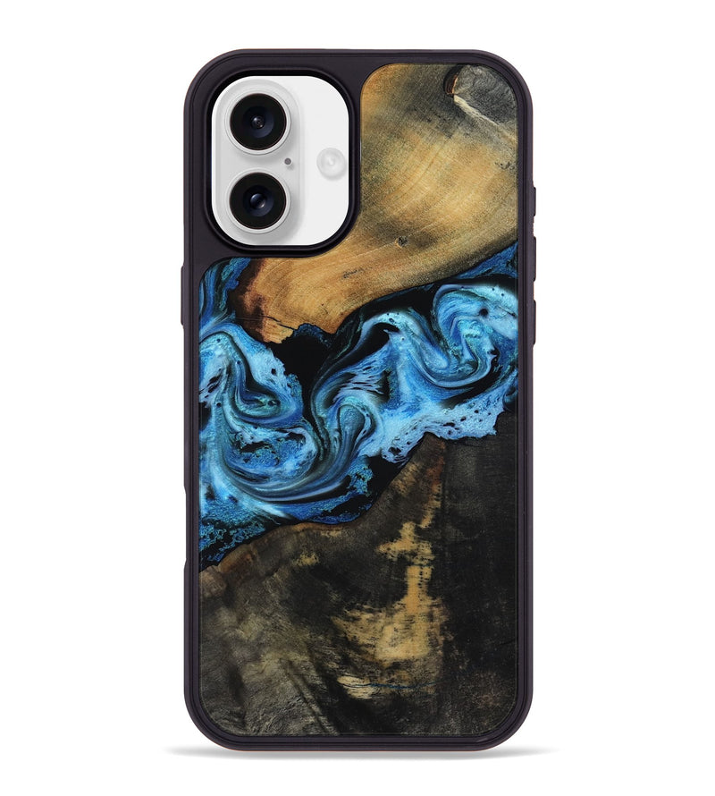 iPhone 16 Plus Wood Phone Case - Issac (Blue, 818188)