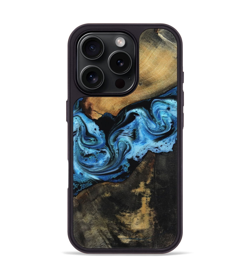 iPhone 16 Pro Wood Phone Case - Issac (Blue, 818188)