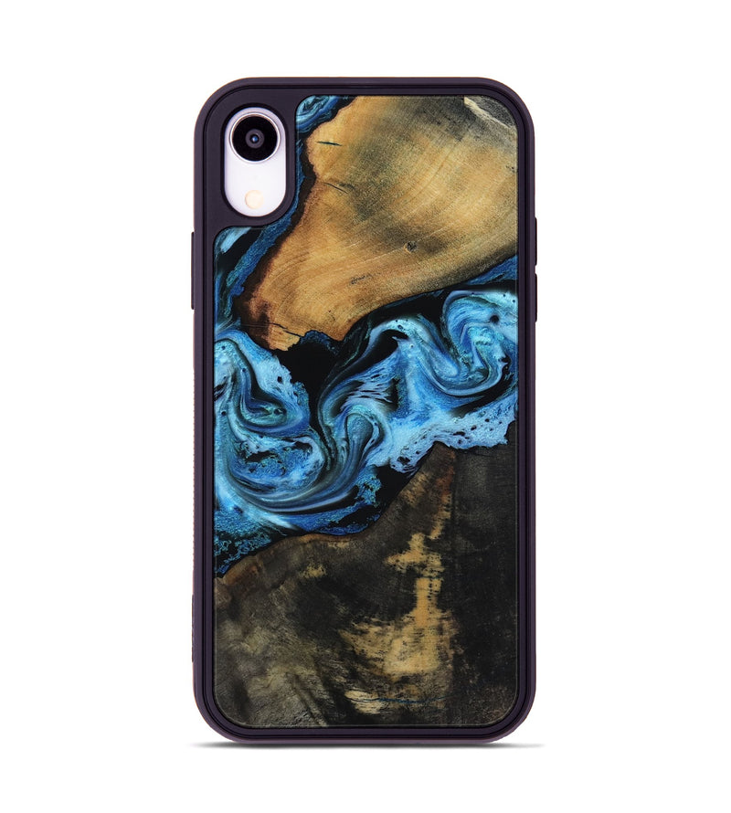 iPhone Xr Wood Phone Case - Issac (Blue, 818188)