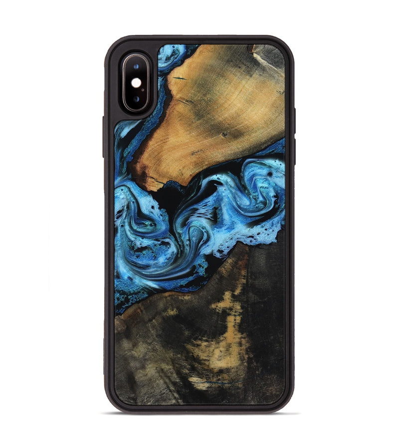 iPhone Xs Max Wood Phone Case - Issac (Blue, 818188)