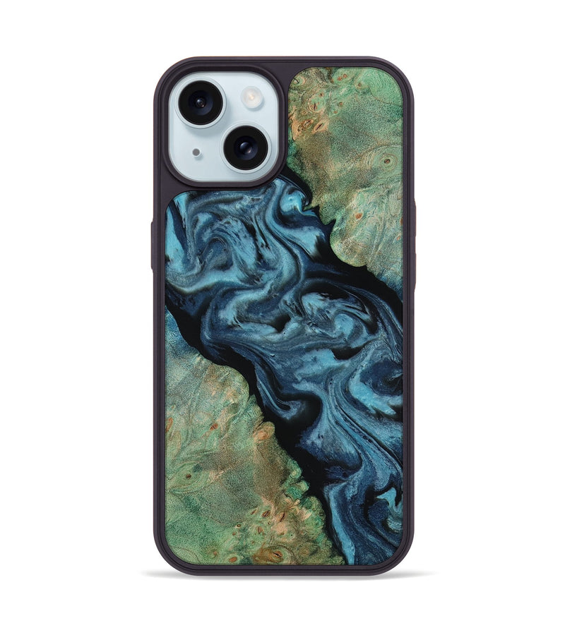 iPhone 15 Wood Phone Case - Krish (Green, 818189)