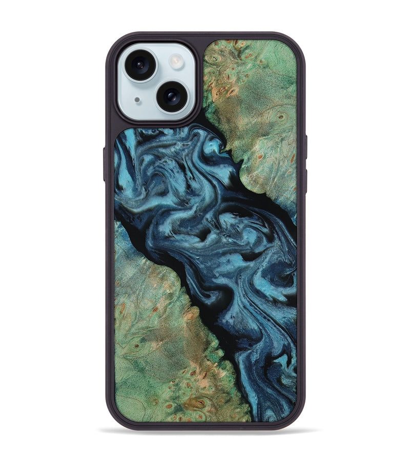 iPhone 15 Plus Wood Phone Case - Krish (Green, 818189)