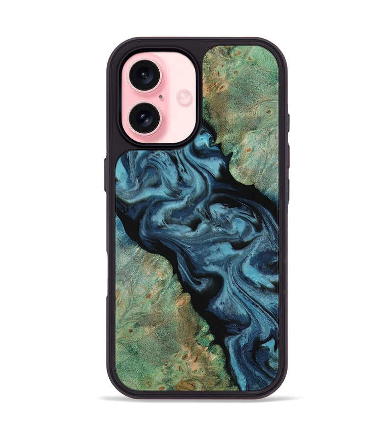 iPhone 16 Wood Phone Case - Krish (Green, 818189)