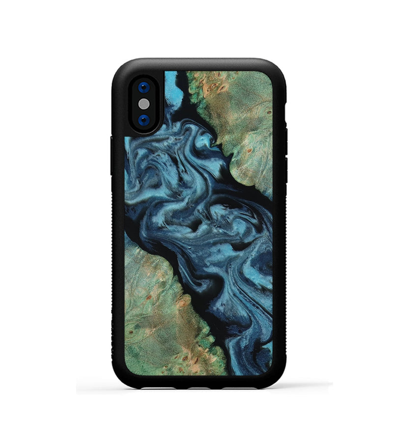iPhone Xs Wood Phone Case - Krish (Green, 818189)