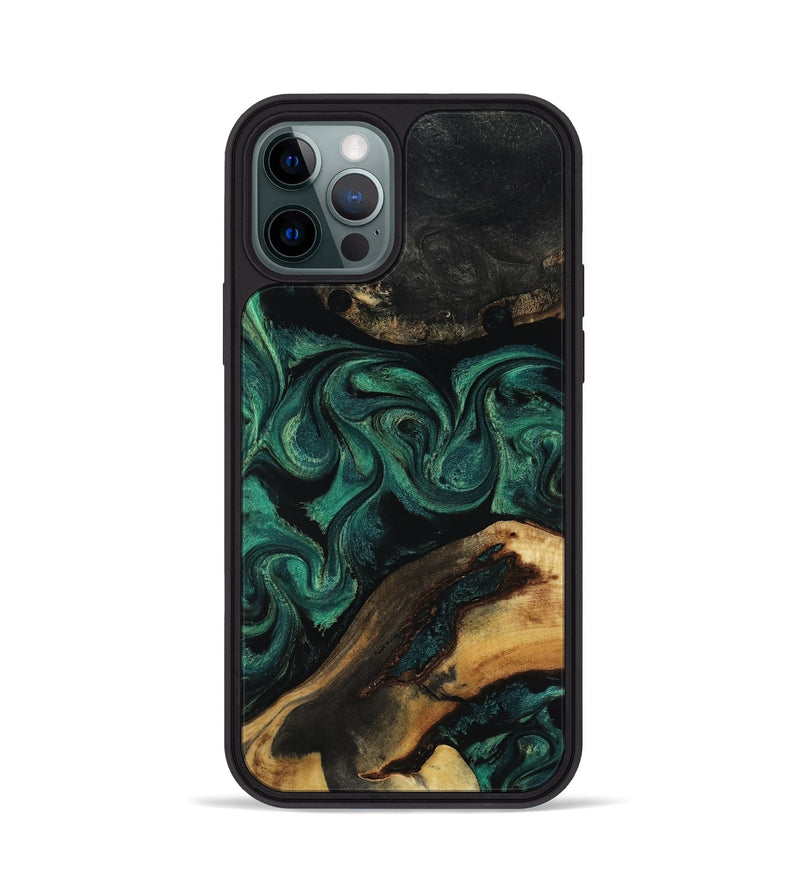 iPhone 12 Pro Wood Phone Case - Vicky (Green, 818190)