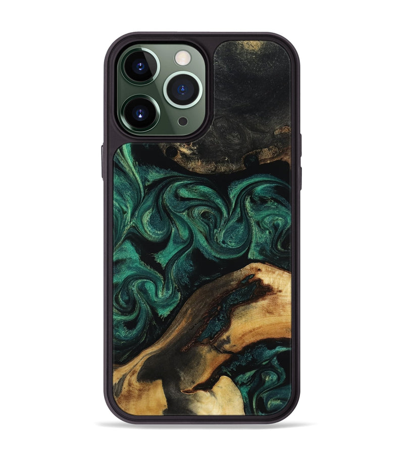 iPhone 13 Pro Max Wood Phone Case - Vicky (Green, 818190)