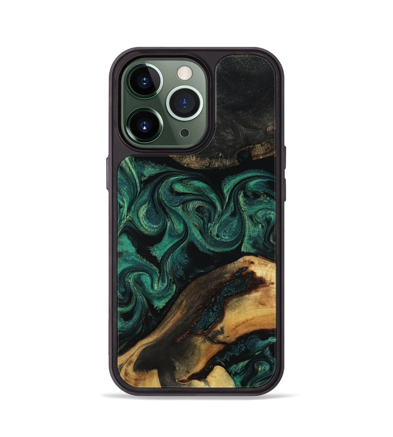 iPhone 13 Pro Wood Phone Case - Vicky (Green, 818190)