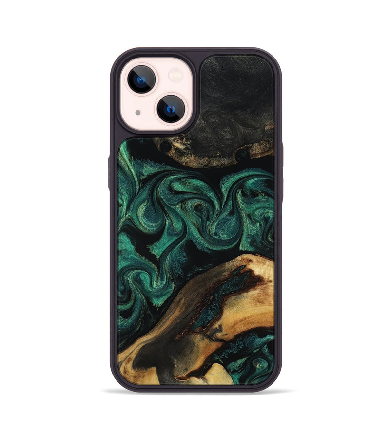 iPhone 14 Wood Phone Case - Vicky (Green, 818190)