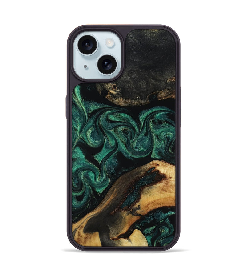 iPhone 15 Wood Phone Case - Vicky (Green, 818190)