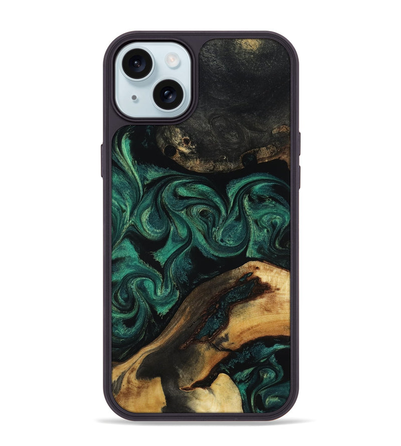 iPhone 15 Plus Wood Phone Case - Vicky (Green, 818190)