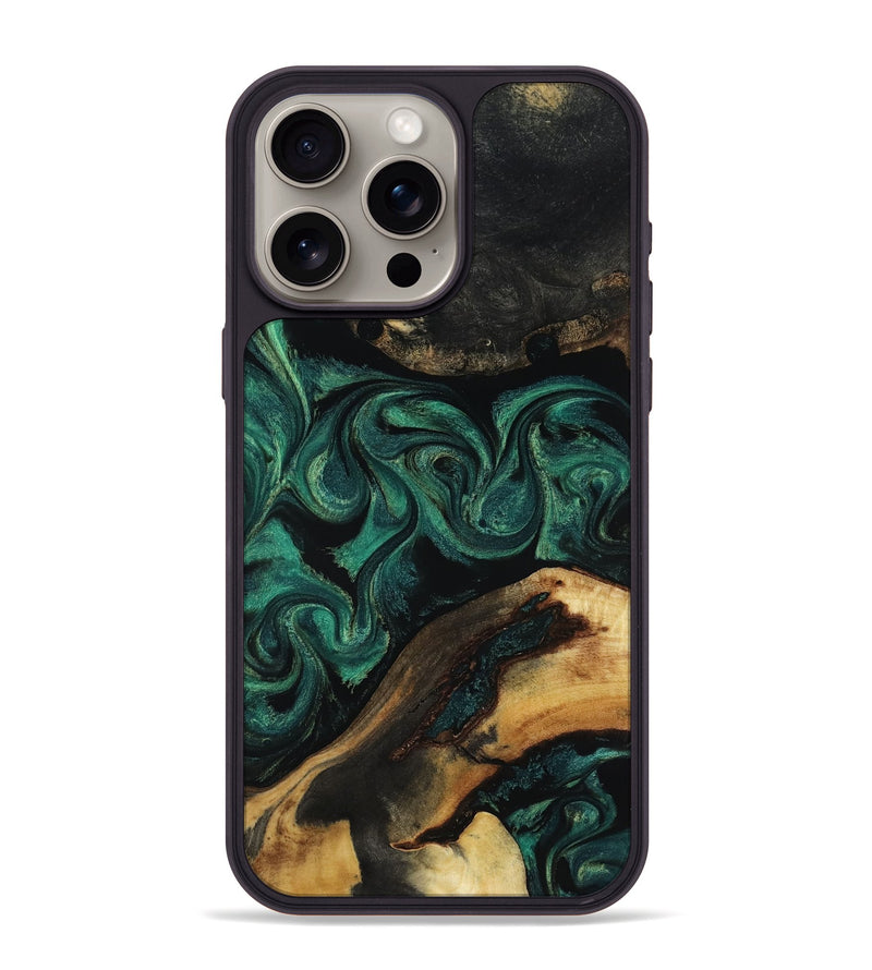 iPhone 15 Pro Max Wood Phone Case - Vicky (Green, 818190)