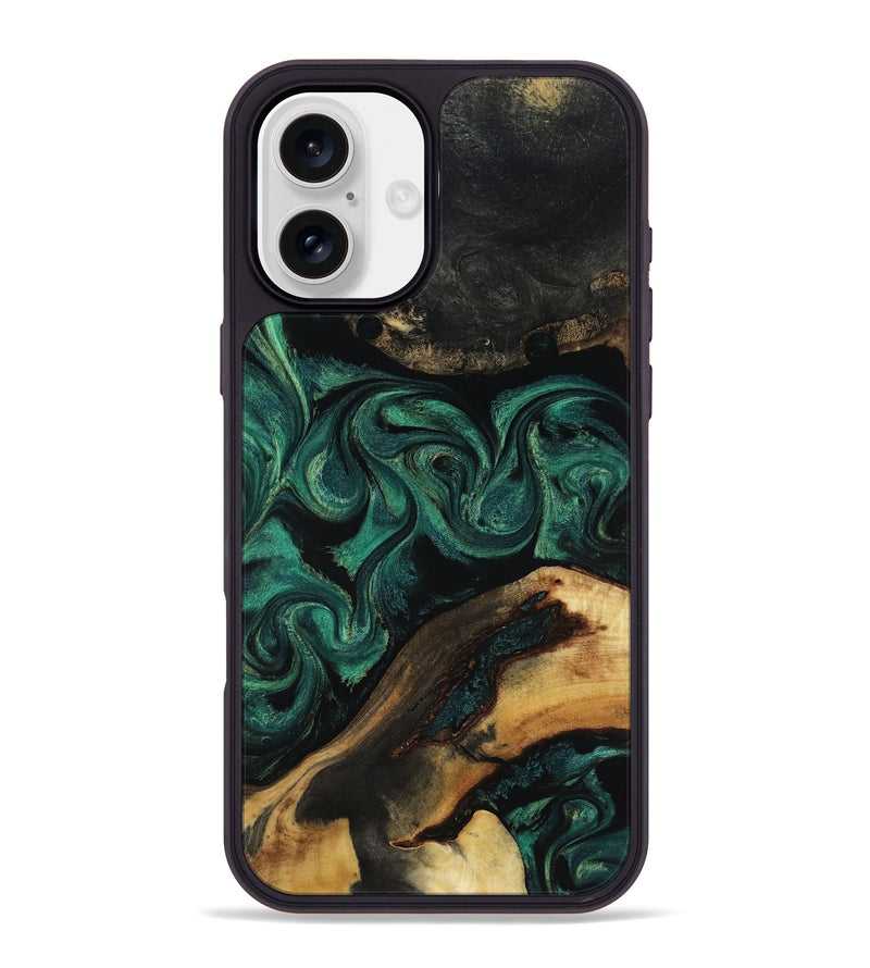 iPhone 16 Plus Wood Phone Case - Vicky (Green, 818190)
