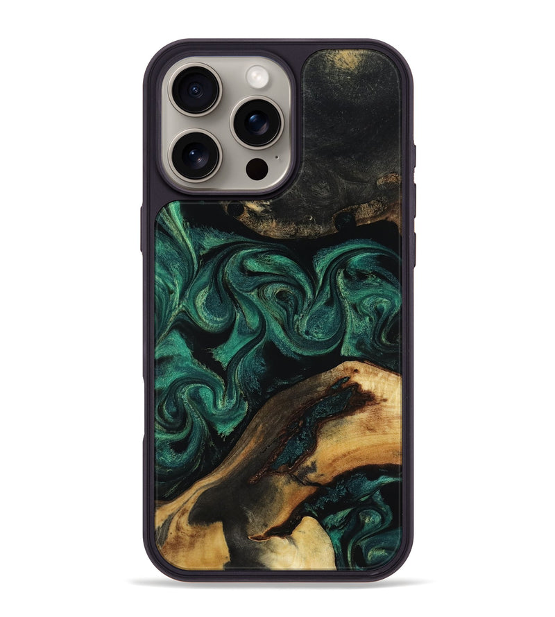 iPhone 16 Pro Max Wood Phone Case - Vicky (Green, 818190)