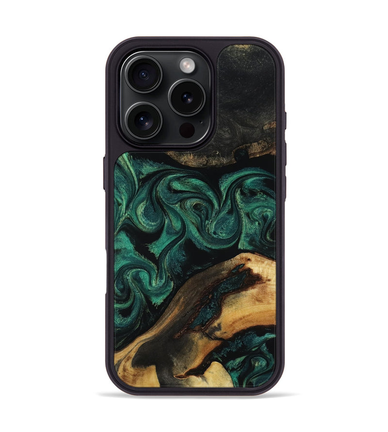 iPhone 16 Pro Wood Phone Case - Vicky (Green, 818190)