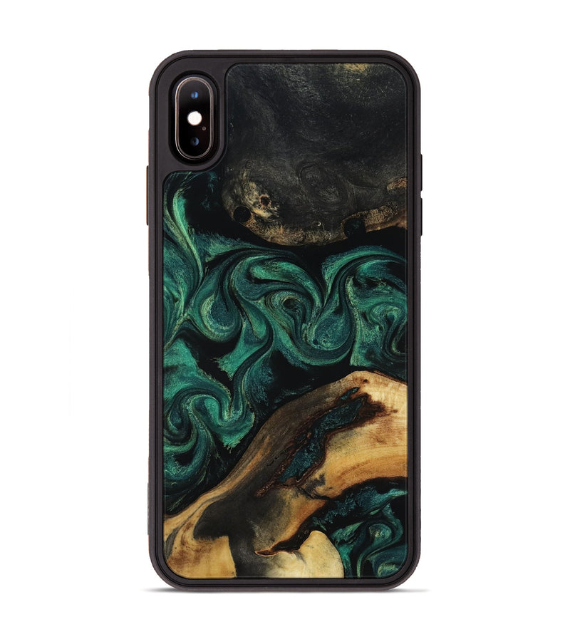 iPhone Xs Max Wood Phone Case - Vicky (Green, 818190)