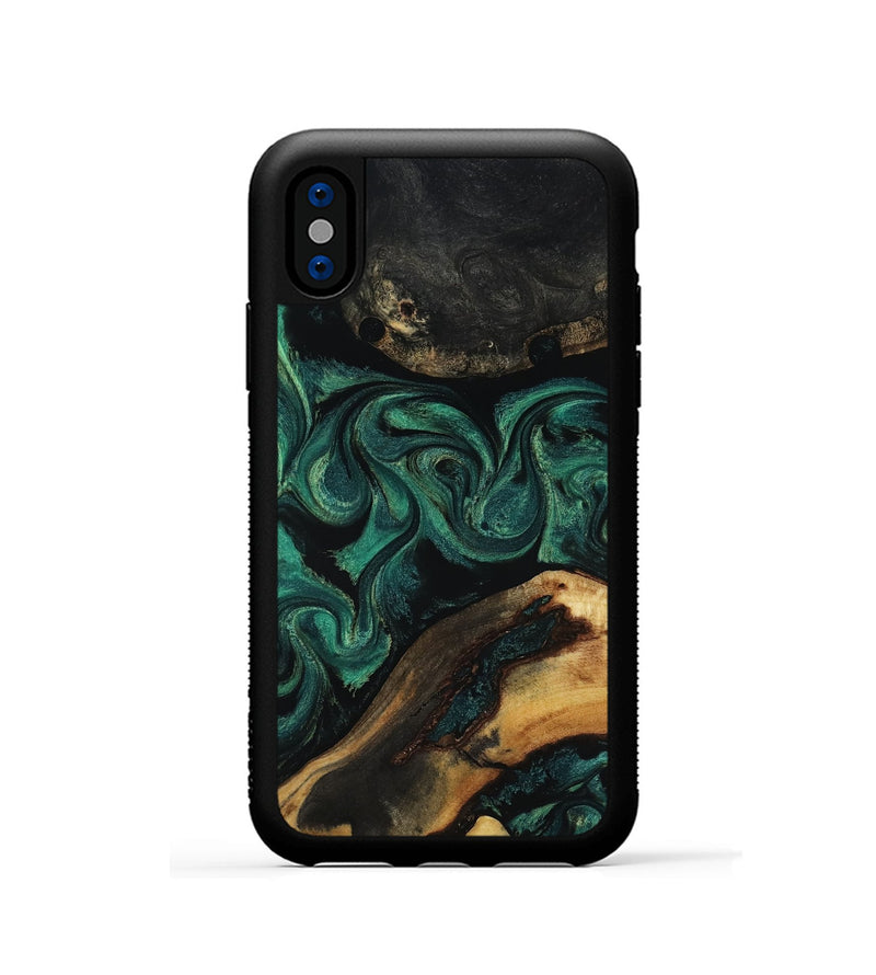 iPhone Xs Wood Phone Case - Vicky (Green, 818190)
