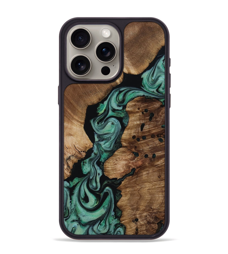 iPhone 15 Pro Max Wood Phone Case - Laisha (Green, 818192)